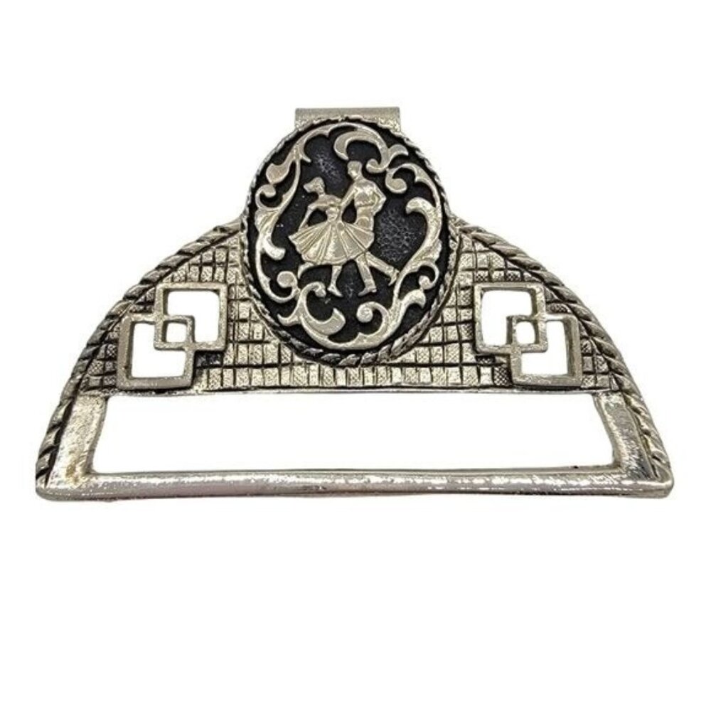 Vintage Belt Buckle Square Dancing Couple‎ Dancers Western Cowboy Silver